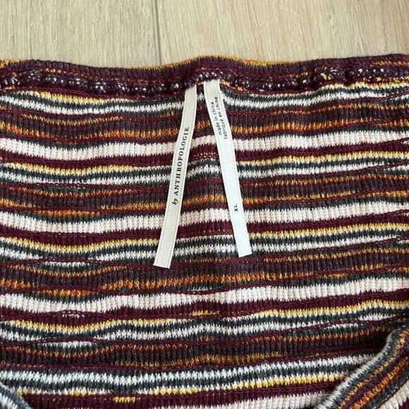 Anthropologie Women’s Smocked Striped Top Puff Sleeves XL - Picture 4 of 7